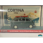 BRUMM 1/43 FIAT 600 MULTIPLA DIORAMA CORTINA 1956 2 TONE GREEN ART. S26/01