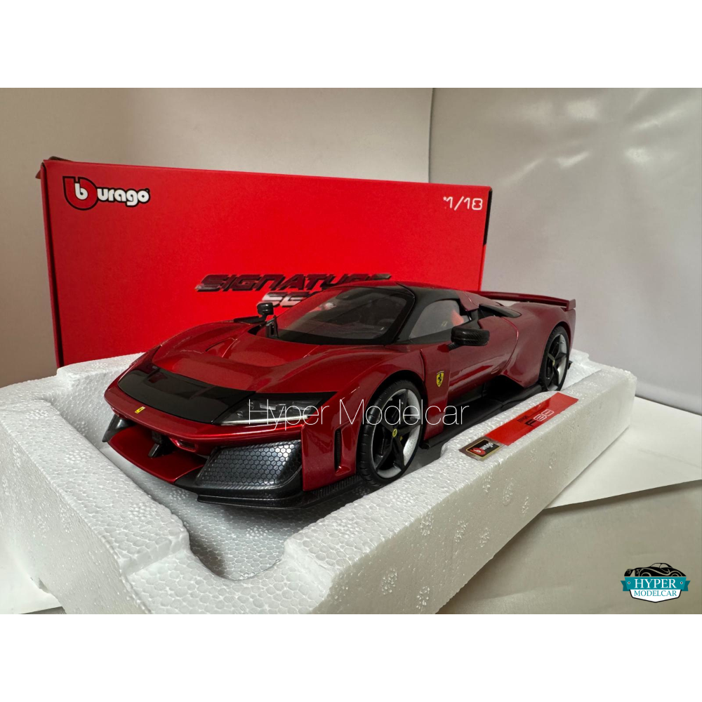 BURAGO 1/18 FERRARI F80 2024 SILVER/BLACK WHEELS ROSSO MET ART.18-16919