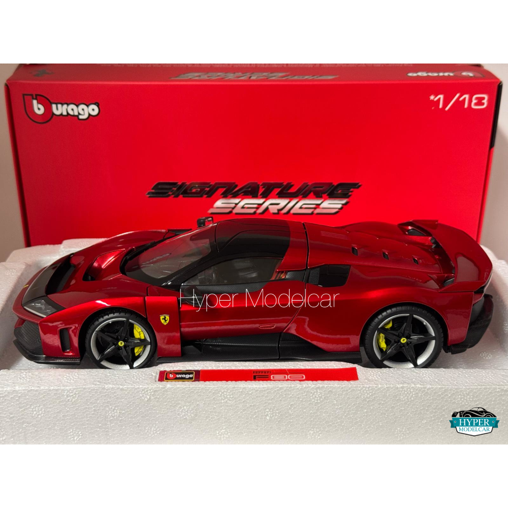 BURAGO 1/18 FERRARI F80 2024 SILVER/BLACK WHEELS ROSSO MET ART.18-16919